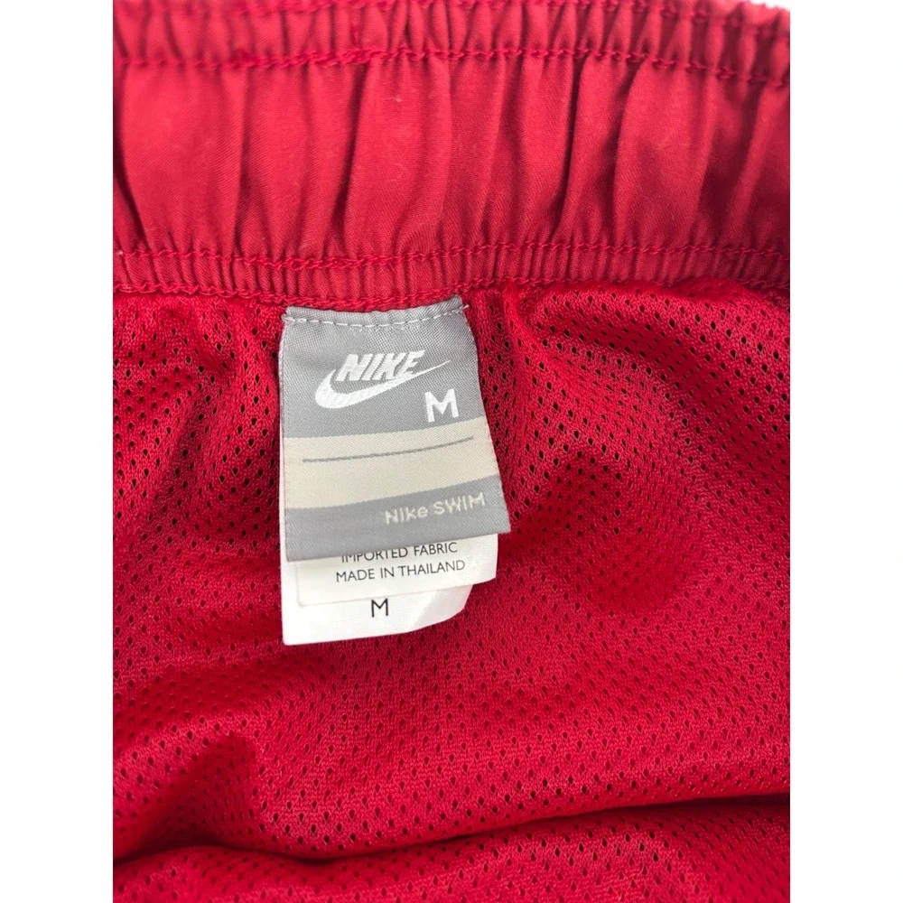 Nike Swim Trunks Mens Medium Red White Black Colorblock Mesh Lined Board Shorts